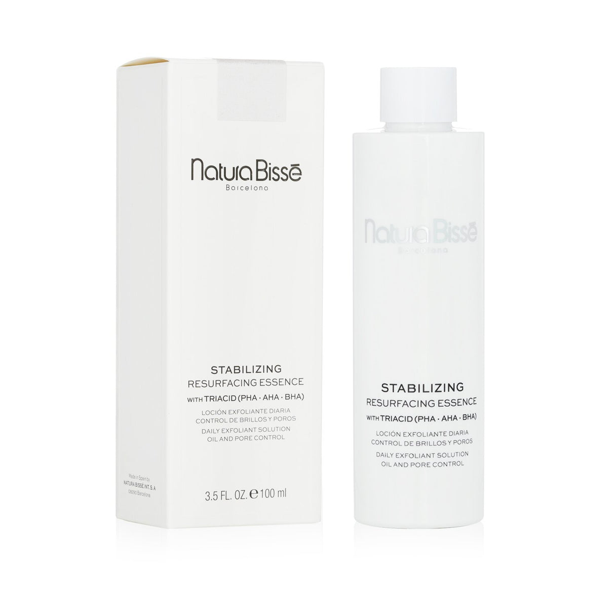 Natura Bisse Stabilizing Resurfacing Essence, a 100ml exfoliating solution with three acids for smoother, clarified skin.