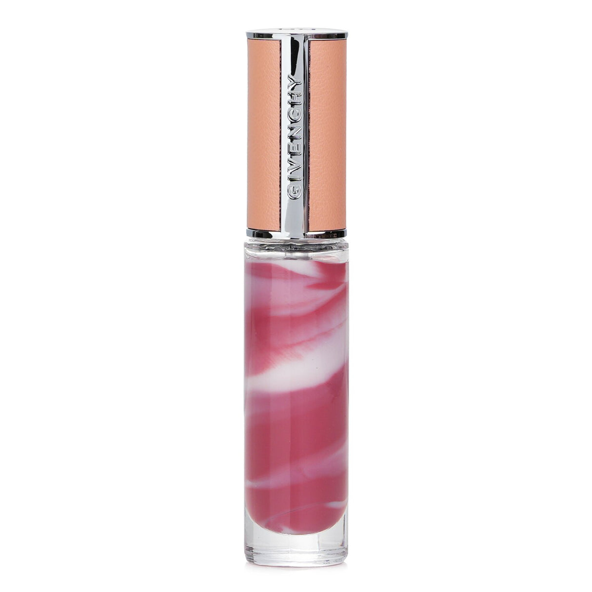 Givenchy Rose Perfecto Liquid Lip Balm #210 Pink Nude in a vegan cactus case, offering hydration, plumpness, and a glossy finish.