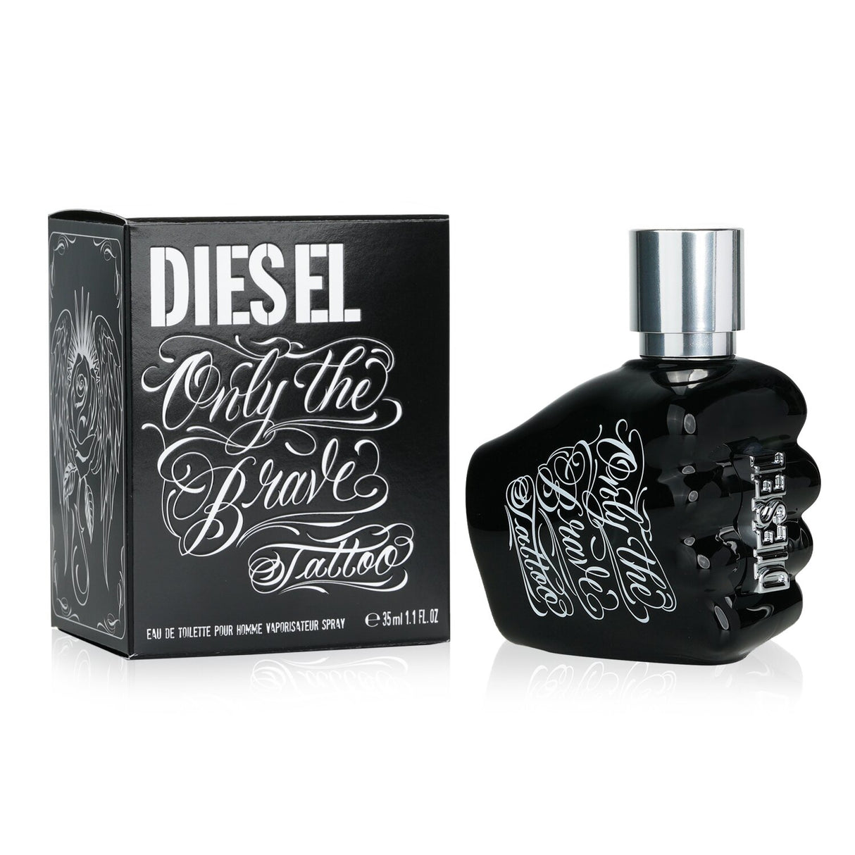 Diesel Only The Brave Tattoo Eau De Toilette Spray, a 35ml bold woody spicy fragrance featuring apple, sage, and patchouli notes.