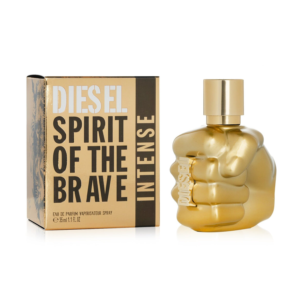 Diesel Spirit Of The Brave Intense Eau De Parfum, 35ml, featuring sweet apple, bergamot, and warm amber notes for confident men.