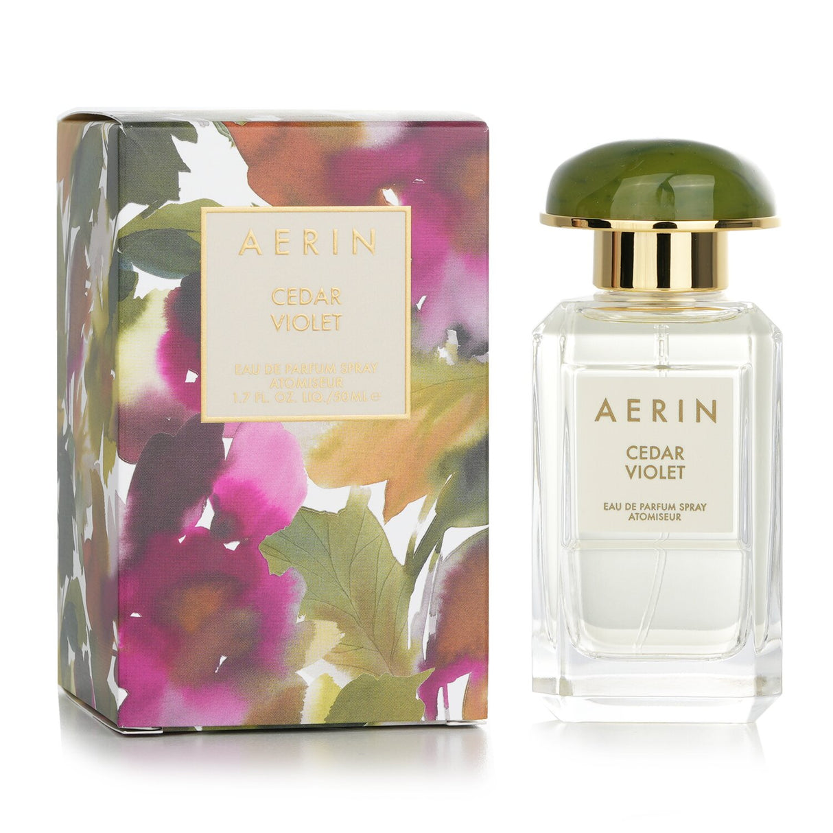 Aerin Cedar Violet Eau De Parfum Spray, a 50ml woody floral fragrance inspired by autumn serenity, featuring violet, cedarwood, and amber notes.