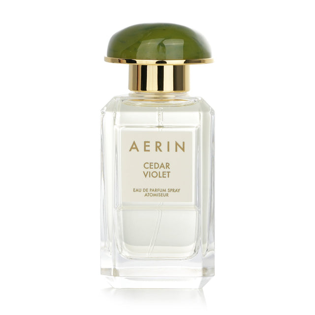 Luxurious 50ml Aerin Cedar Violet Eau De Parfum spray with woody floral notes, inspired by fall in the Adirondacks.