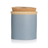 Paddywax Dune Candle in Saltwater Suede with a ceramic vessel and cork lid, eco-friendly and hand-poured for 56-hour burn.