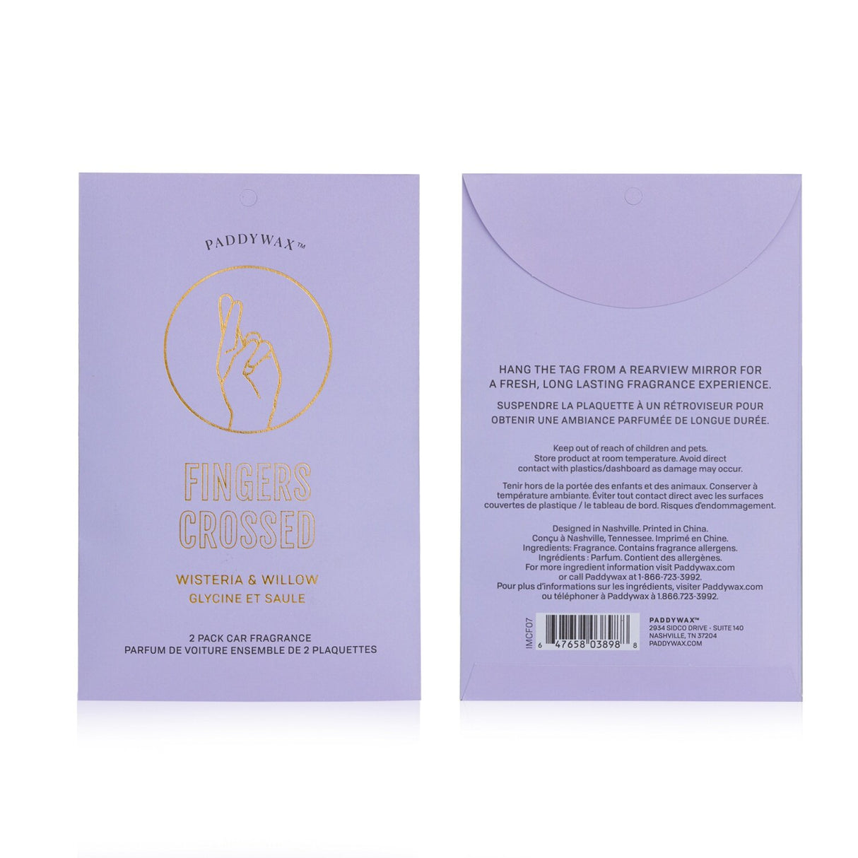 Paddywax - Impressions Car Fragrance - Fingers Crossed  - 2packs