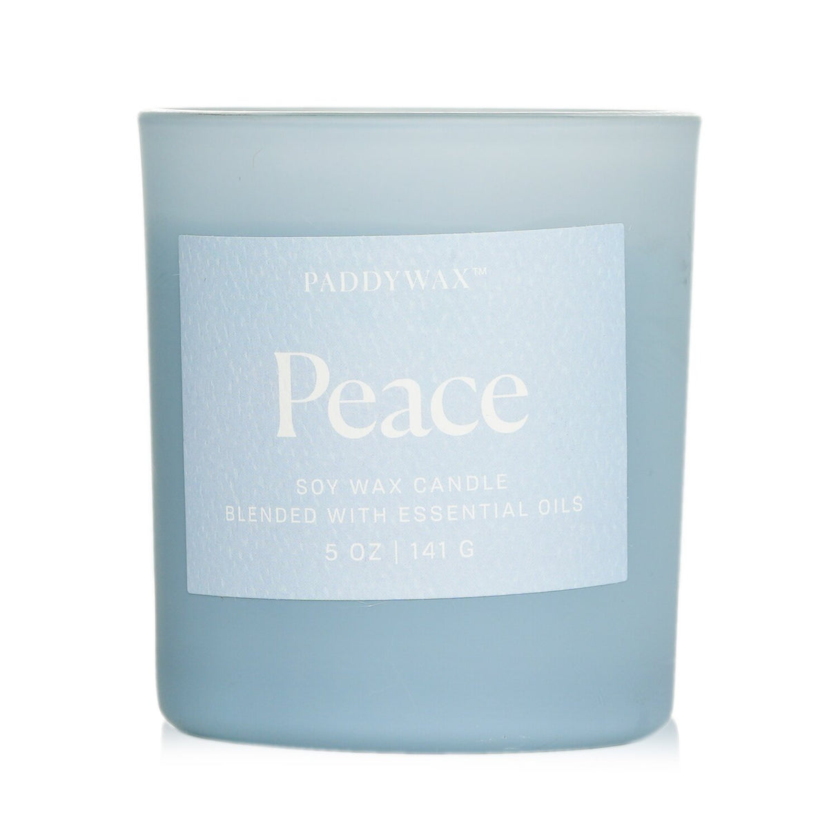 Paddywax Wellness Candle in Peace, 141g, features essential oils for relaxation in a stylish matte glass vessel.