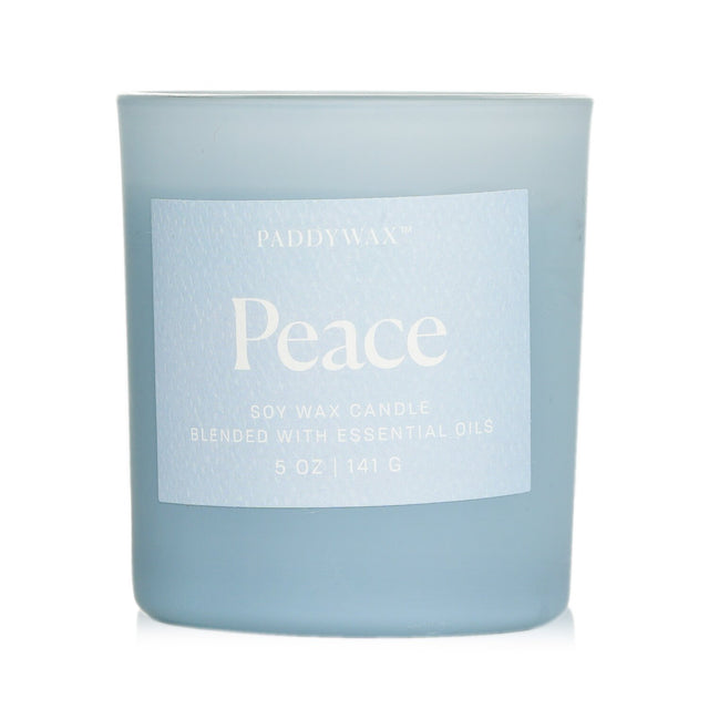 Paddywax Wellness Candle in Peace, 141g, features essential oils for relaxation in a stylish matte glass vessel.