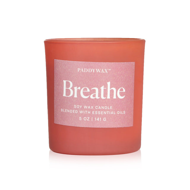 Paddywax Wellness Candle - Breathe in matte glass, 100% essential oils, 35-hour burn, eco-friendly, perfect for relaxation.