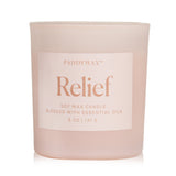 Milky matte glass candle filled with 100% essential oils, designed for relaxation and a clean burn. Ideal self-care gift.