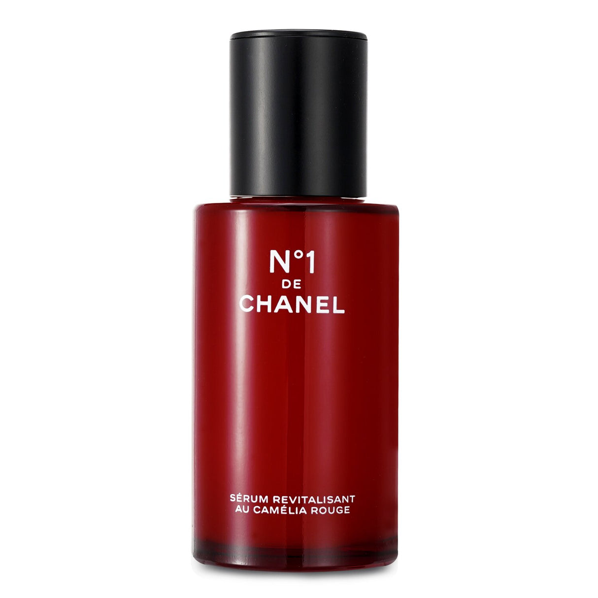 Chanel N°1 Red Camellia Revitalizing Serum in a 50ml bottle, anti-aging with 95% natural ingredients for youthful, radiant skin.