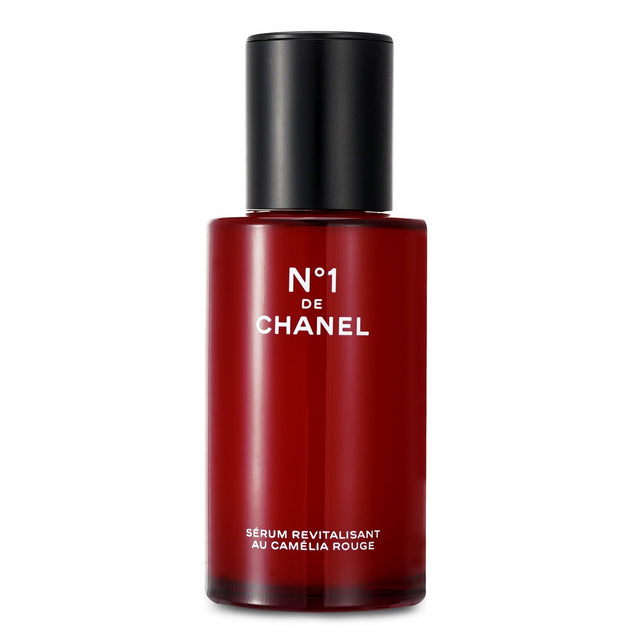Chanel N°1 Red Camellia Revitalizing Serum in a 50ml bottle, anti-aging with 95% natural ingredients for youthful, radiant skin.