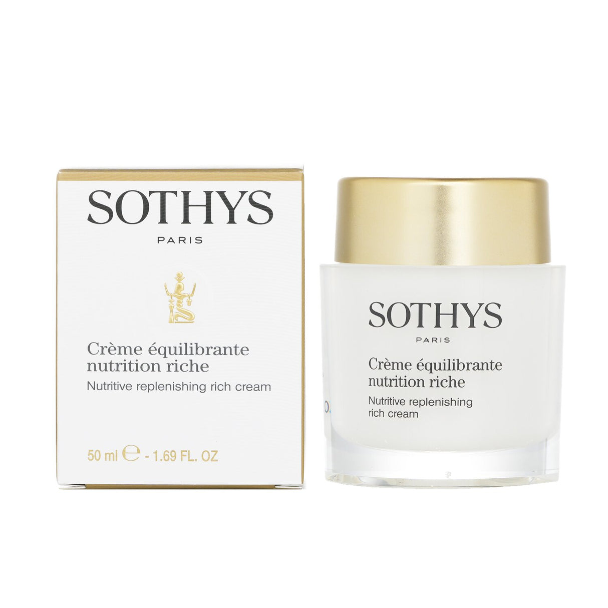 Sothys Nutritive Replenishing Rich Cream in a 50ml jar, offers deep nourishment with Grape Flower Stem Cells and Argan Oil.