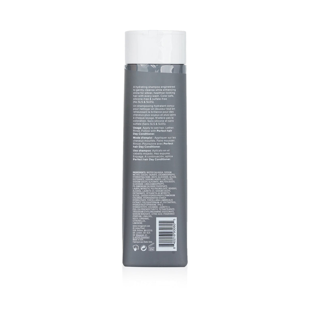 Living Proof Perfect Hair Day Shampoo bottle, 236ml, designed to hydrate and enhance shine for all hair types.