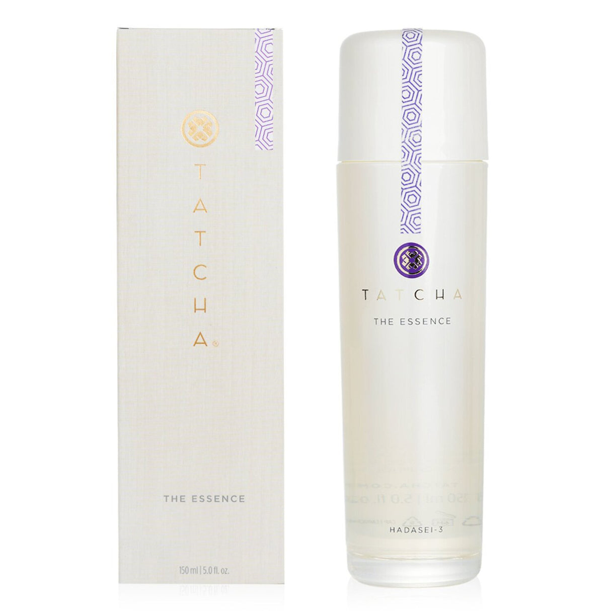 Tatcha Essence in a glass bottle, featuring Hadasei-3 superfoods for hydrated, plump, and radiant skin.