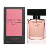 Narciso Rodriguez Musc Noir Rose 30ml perfume, featuring floral amber notes of bergamot, tuberose, and vanilla for modern elegance.