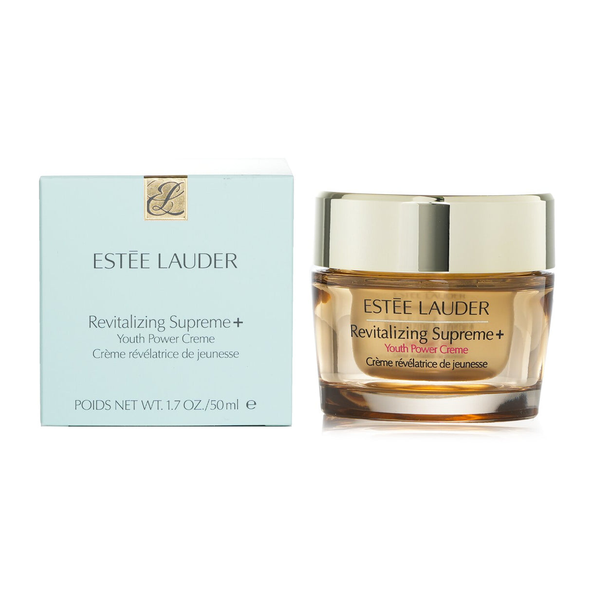 Estee Lauder Revitalizing Supreme + Youth Power Creme in 50ml, a lightweight anti-aging cream for all skin types.