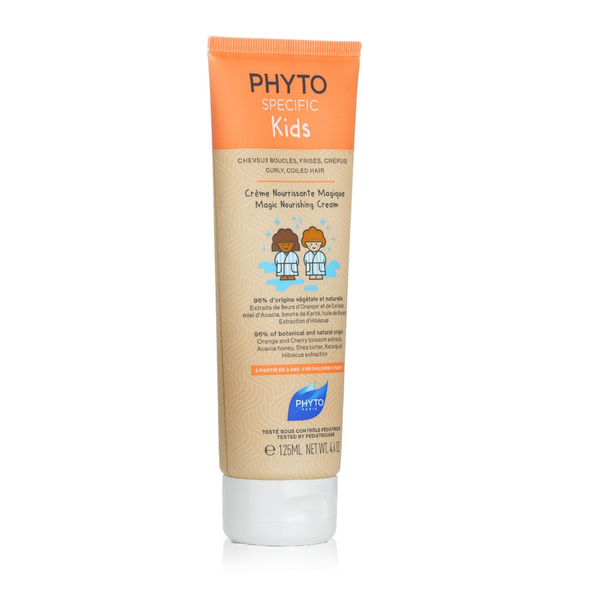 Kids Magic Nourishing Cream for curly hair, enriched with shea butter, honey, and blossoms for hydration and shine.