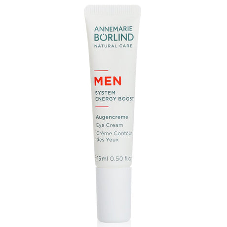 Cooling men's eye cream with taurine and juniper extract to reduce puffiness, firm skin, and refresh the eye area.