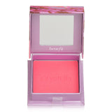 Silky-soft strawberry pink blush with a sweatproof formula, offering a luminous glow and suitable for all skin types.