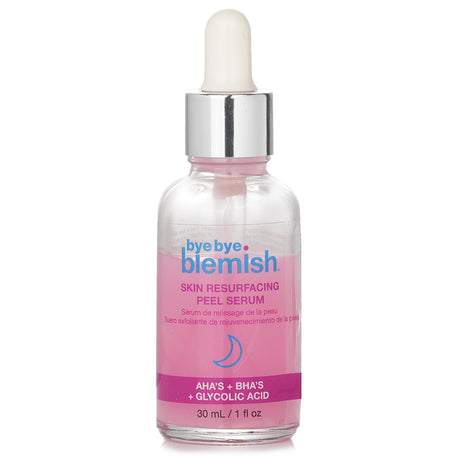 Skin Resurfacing Peel Serum in 30ml, exfoliates, fights blemishes, evens tone, minimizes pores, and moisturizes sensitive skin.