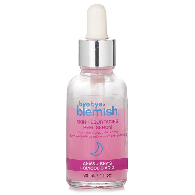 Skin Resurfacing Peel Serum in 30ml, exfoliates, fights blemishes, evens tone, minimizes pores, and moisturizes sensitive skin.