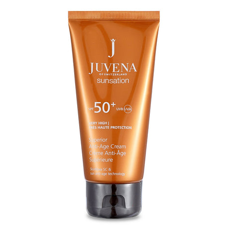 Juvena Sunsation Superior Anti Age Cream SPF 50 in 75ml, offers anti-aging protection and hydration while safeguarding skin from UV rays.