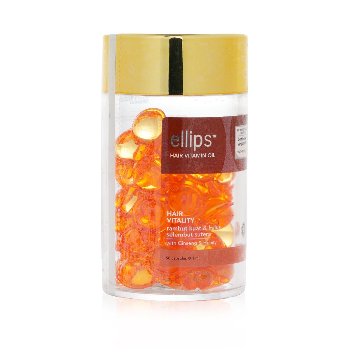 Ellips Hair Vitamin Oil capsules contain Moroccan oil, ginseng, and honey for healthy, vibrant hair.