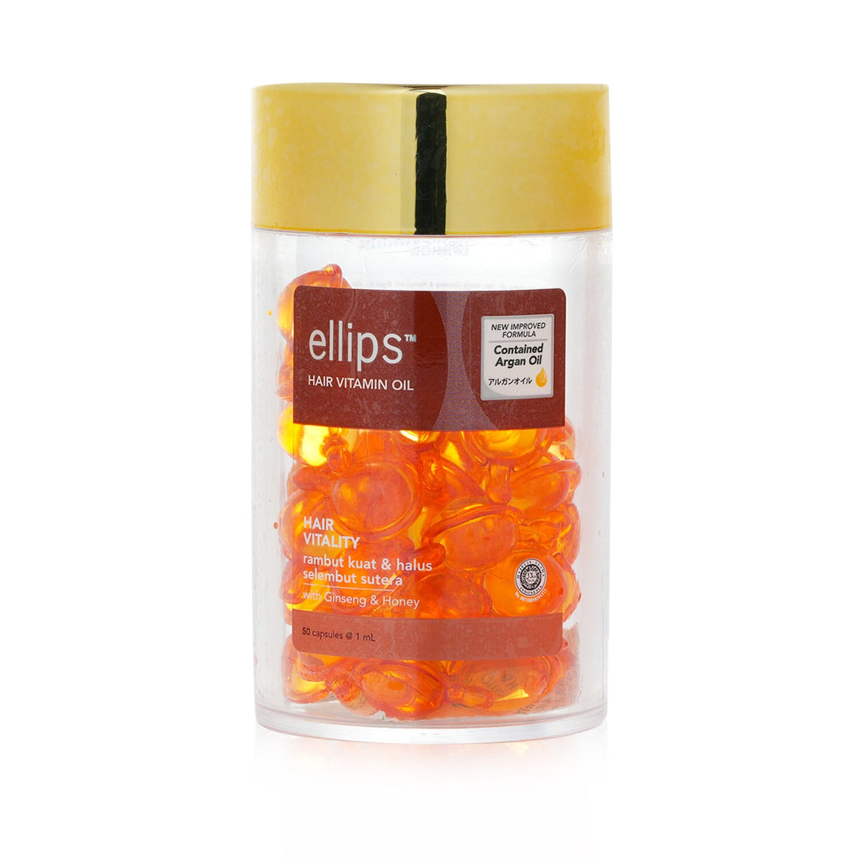 Ellips Hair Vitamin Oil features 50 biodegradable capsules of nourishing oil with Moroccan oil, ginseng, and honey for healthy hair.