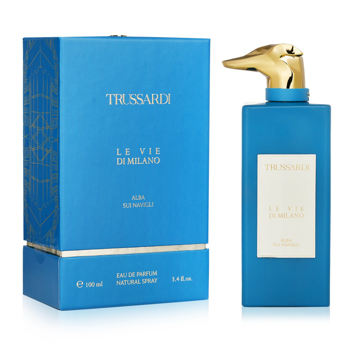 Trussardi Alba Sui Navigli Eau De Parfum Spray, a vibrant citrus fragrance for men and women in a 100ml bottle.