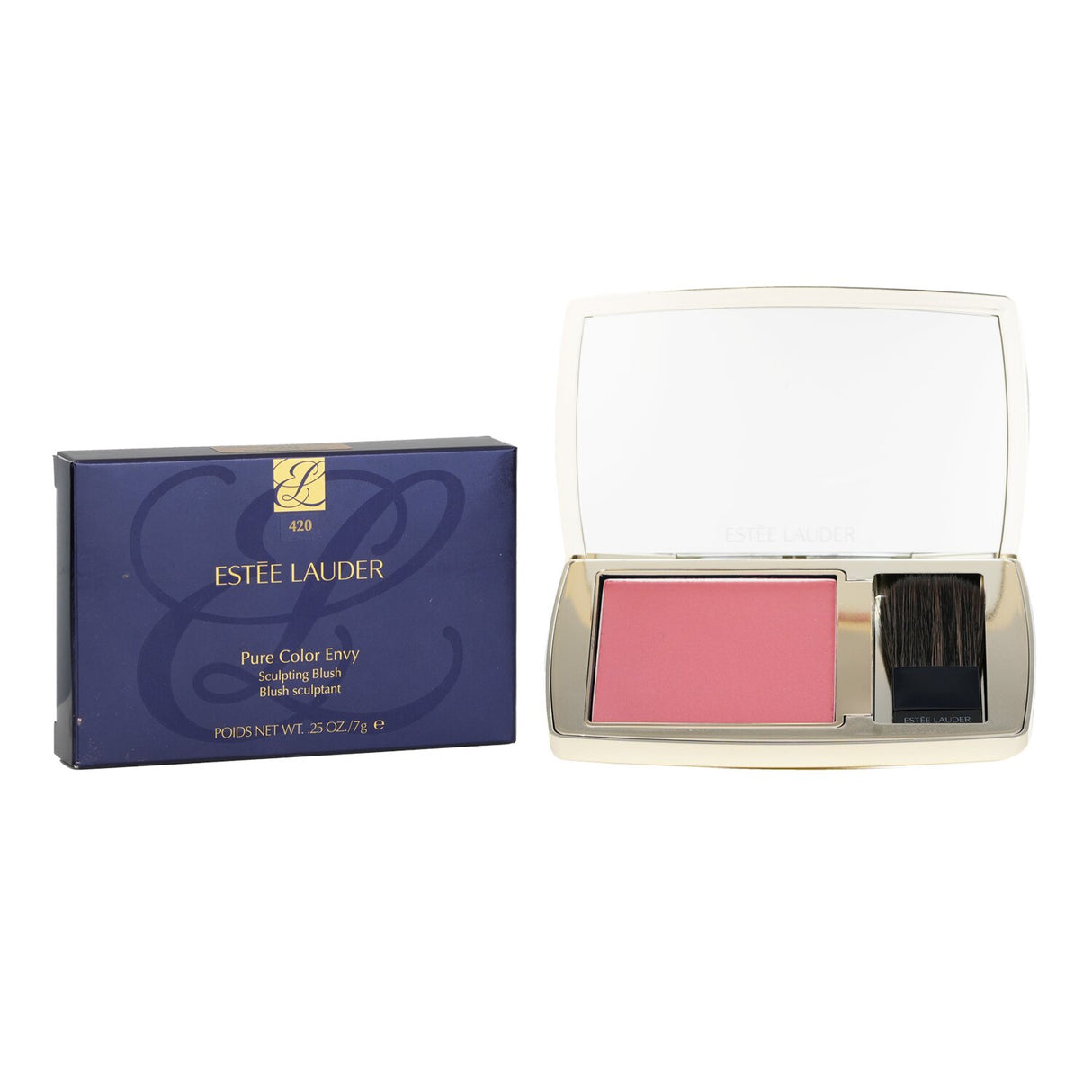 Estee Lauder Pure Color Envy Blush in Rebellious Rose, 7g, silky texture for radiant, healthy glow, compact with mirror and brush.