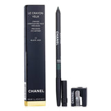 Chanel Le Crayon Yeux #71 Black Jade pencil, offering a precise matte line for eyes, includes a sharpener for perfect application.