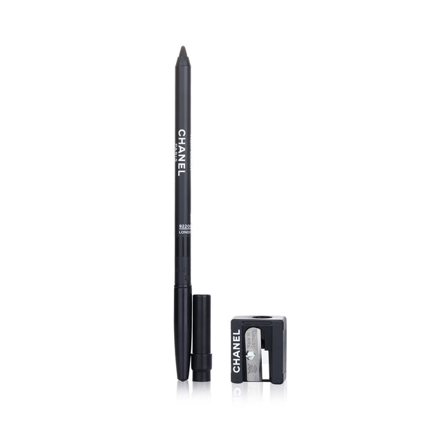 Chanel Le Crayon Yeux #01 Noir Black eyeliner pencil, delivers precise matte lines and comes with a sharpener for easy use.