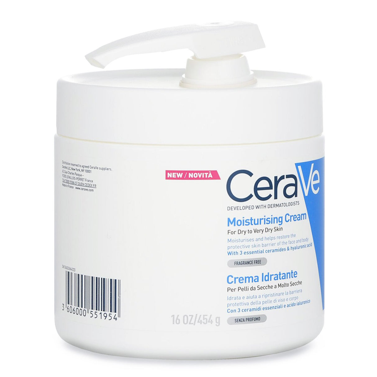 CeraVe - Moisturising Cream For Dry to Very Dry Skin (With Pump)  - 454g/16oz