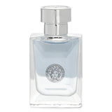 Miniature 5ml bottle of Versace Pour Homme Eau De Toilette, featuring woody and spicy notes for the modern man.