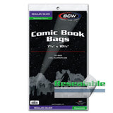 BCW - Comic Bags - Resealable Silver/Regular Bags - 7 1/8 X 10 1/2 - Game