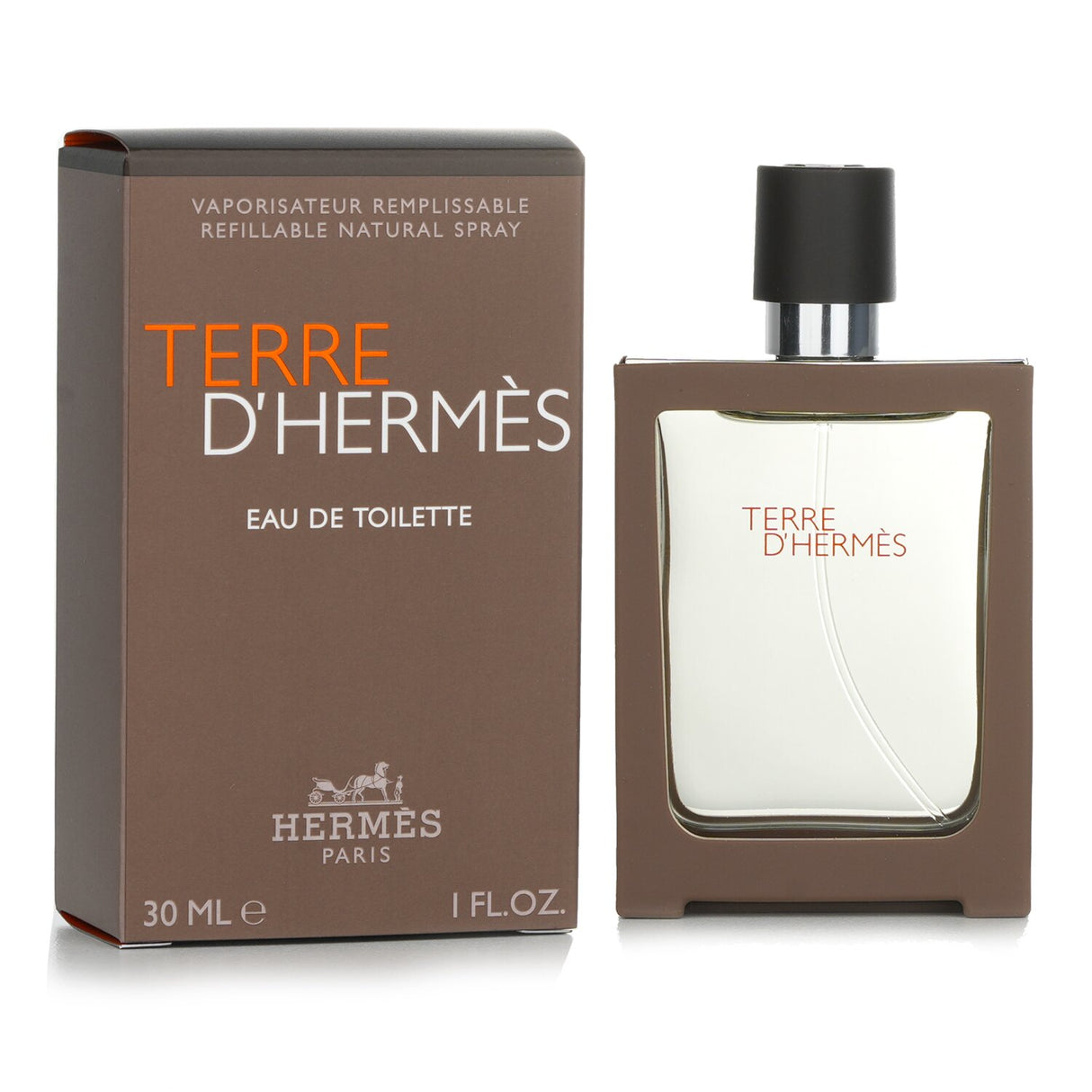 Hermes Terre D'Hermes Eau De Toilette Spray 30ml, a sophisticated fragrance blending citrus, minerals, and warm earthy notes.