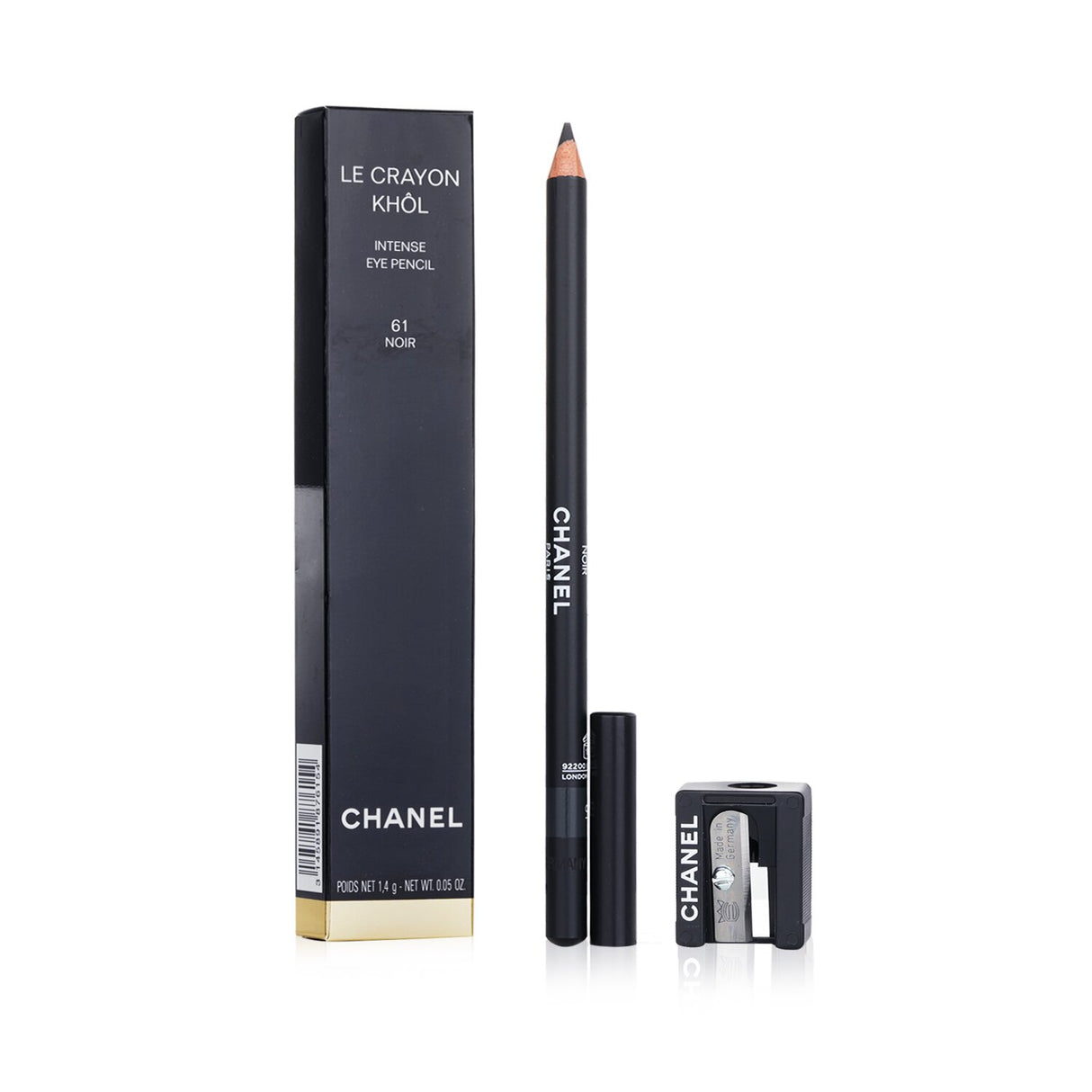 Chanel Le Crayon Khol in #61 Noir, a smooth, long-lasting black eyeliner pencil for precise, comfortable application.
