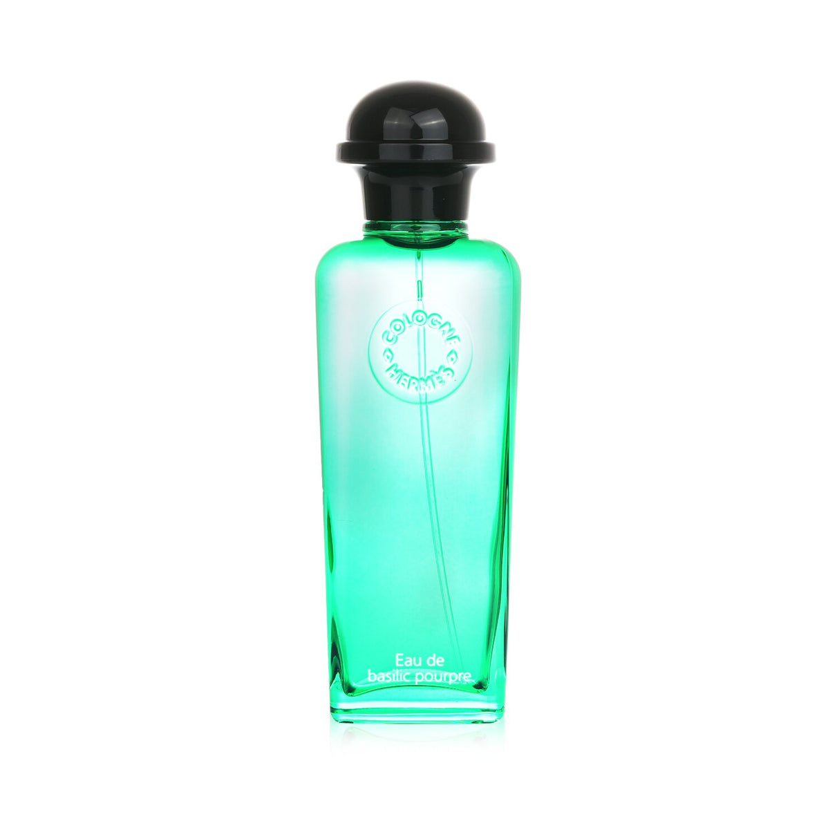 Aromatically blended Hermes Eau de Basilic Pourpre cologne in a 100ml bottle, featuring notes of basil, bergamot, and geranium.