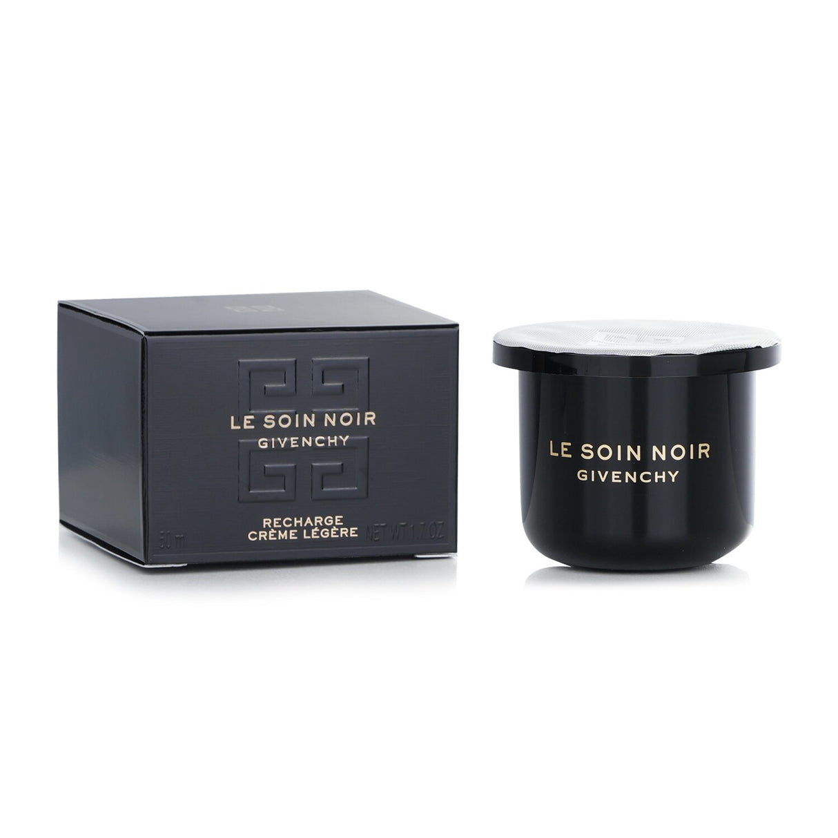Givenchy Le Soin Noir Crème Légère refill in a 50ml container, offering lightweight, age-defying hydration with Vital Algae.