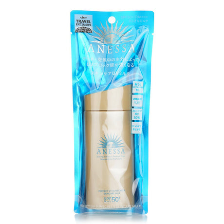 Anessa Perfect UV Sunscreen Skincare Milk SPF50 in a sleek bottle, offering high UV protection with a nourishing, smooth formula.