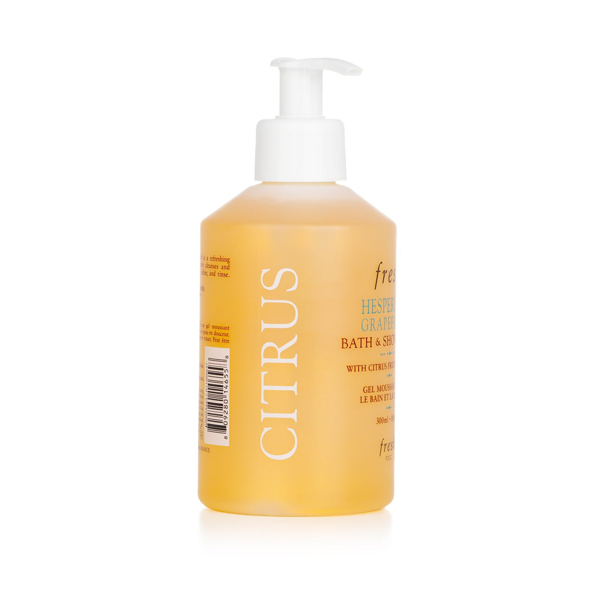 Fresh Hesperides Grapefruit Bath & Shower Gel with pump, 300ml; invigorating citrus scent and nourishing formula for soft skin.