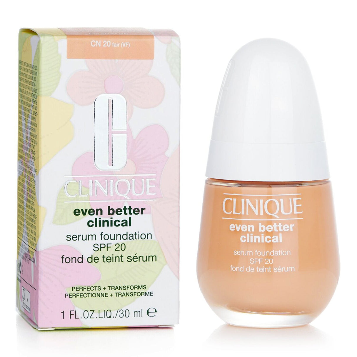 Clinique Even Better Clinical Serum Foundation SPF 20 in # CN 20 Fair, a 30ml waterproof foundation for radiant, even-toned skin.