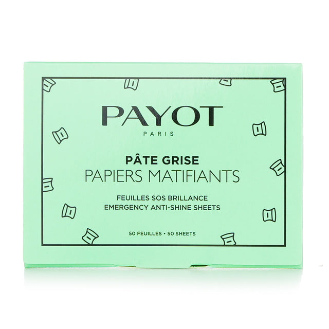 Payot anti-shine sheets in a portable holder, ideal for absorbing sebum and achieving a matte finish on-the-go.