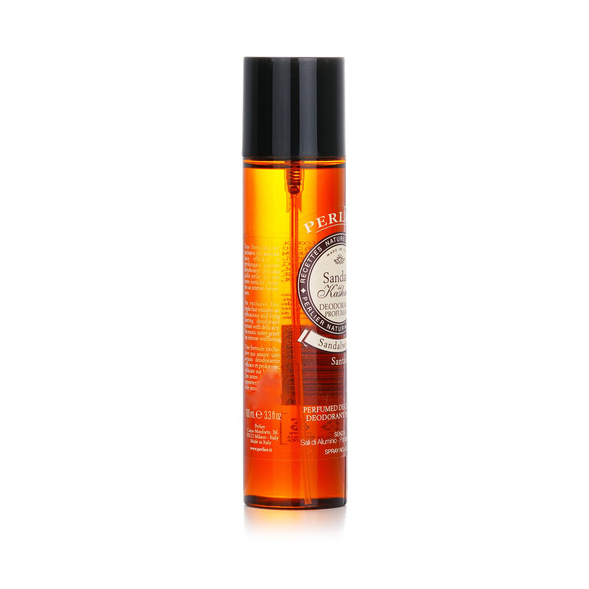 Luxurious sandalwood deodorant spray for women, offering long-lasting freshness and a soothing, warm fragrance.