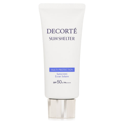 Cosme Decorte Sun Shelter Multi Protection sunscreen in 60ml, offering SPF50+/PA++++ for ultimate daily UV protection.