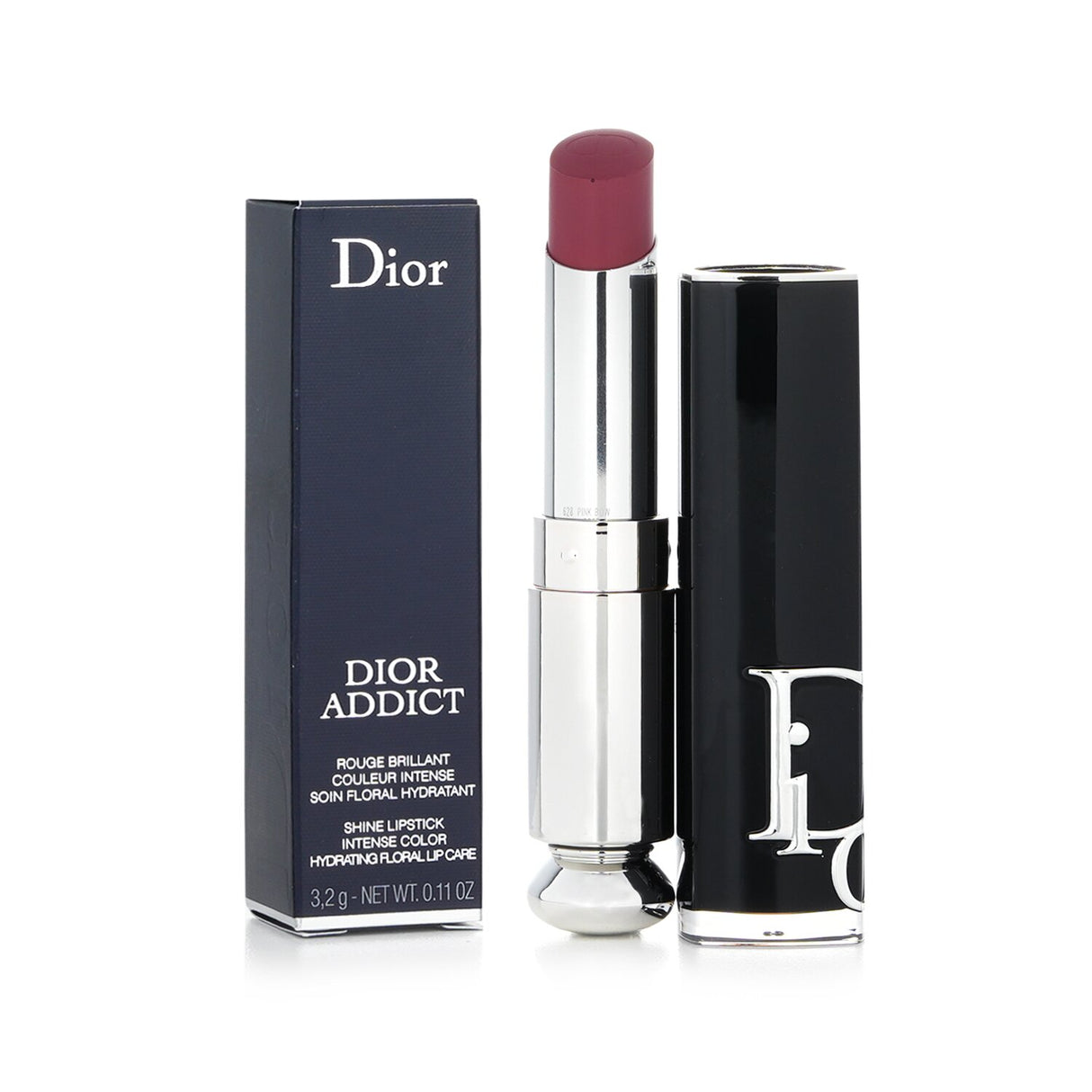 Luxurious Christian Dior lipstick in #628 Pink Bow, featuring creamy texture, hydration, and a glossy finish for vibrant lips.