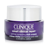 "Clinique Smart Clinical Repair Rich Cream 50ml, an anti-aging moisturizer with peptides and hyaluronic acid for youthful skin."