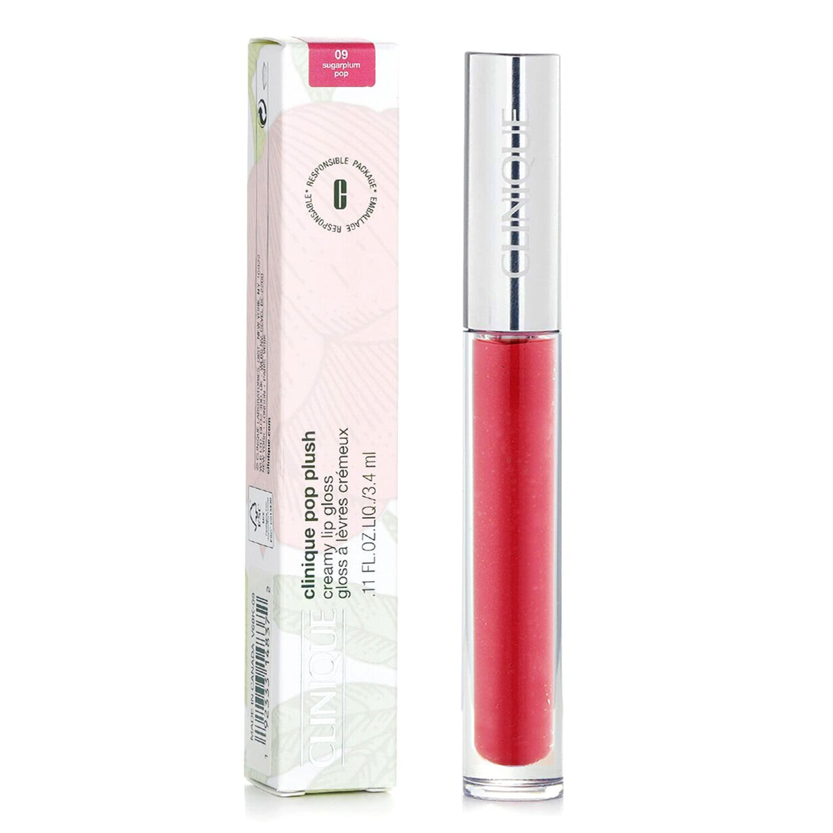 Nourishing Clinique Pop Plush Gloss in Sugerplum Pop, enriched with butters for shiny, plump lips and precise application.