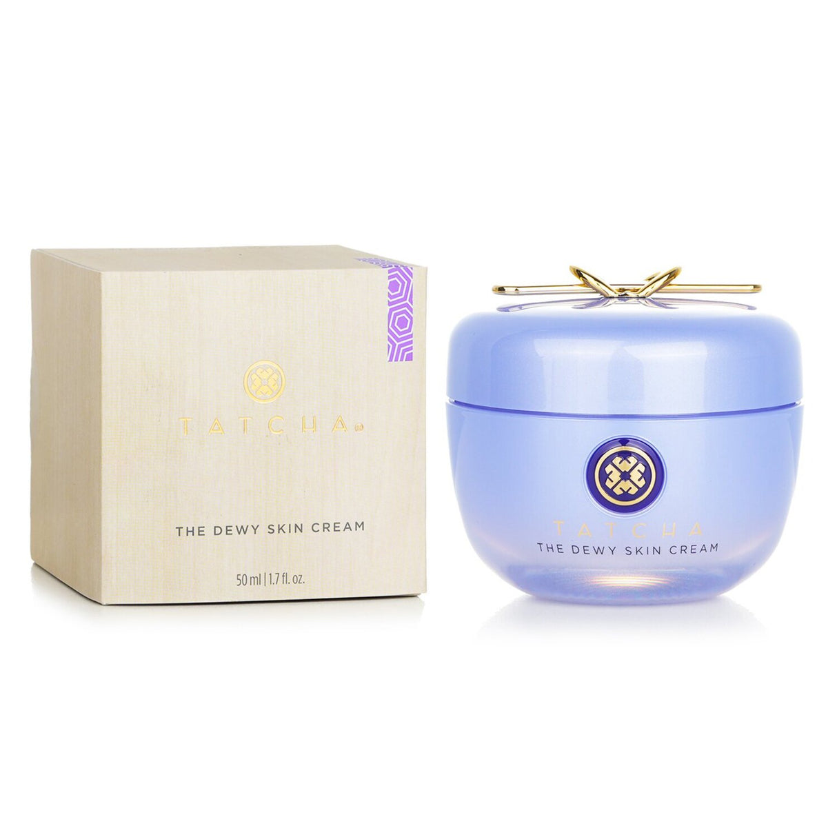 Luxurious Tatcha Dewy Skin Cream in a 50ml jar, enriched with Japanese Purple Rice for nourishing hydration and a radiant glow.