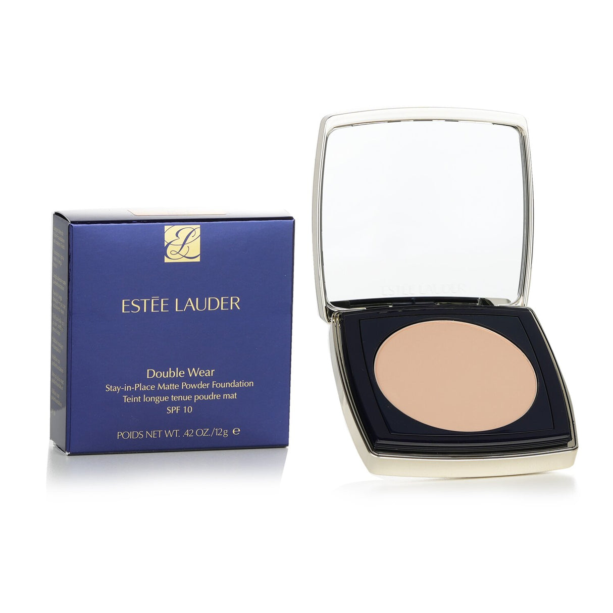 Estee Lauder Double Wear Matte Powder Foundation SPF 10 in #3C2 for a flawless, matte complexion with long-lasting wear.