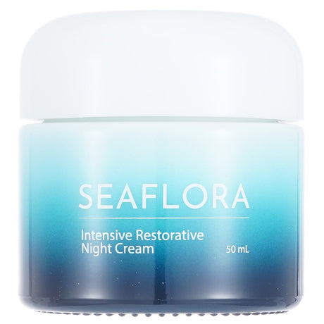 Luxurious Seaflora night cream with rich texture, hydrates, nourishes, and rejuvenates normal to dry, sensitive skin.